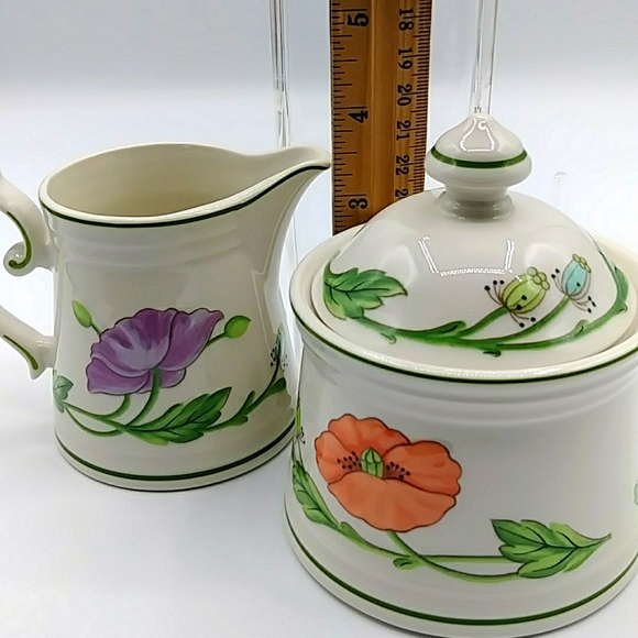 🍑HP! Creamer & Sugar Villeroy & Boch. "Amapola" Made in W. Germany. Vintage - Picture 5 of 8